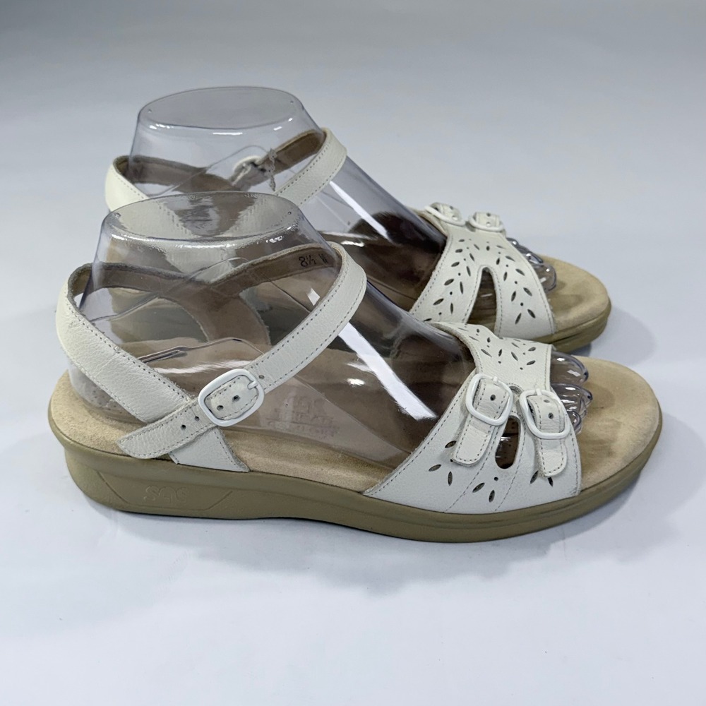 SAS Duo Sandals Womens 8.5W White Leather Comfort Walking Tripad Orthopedic